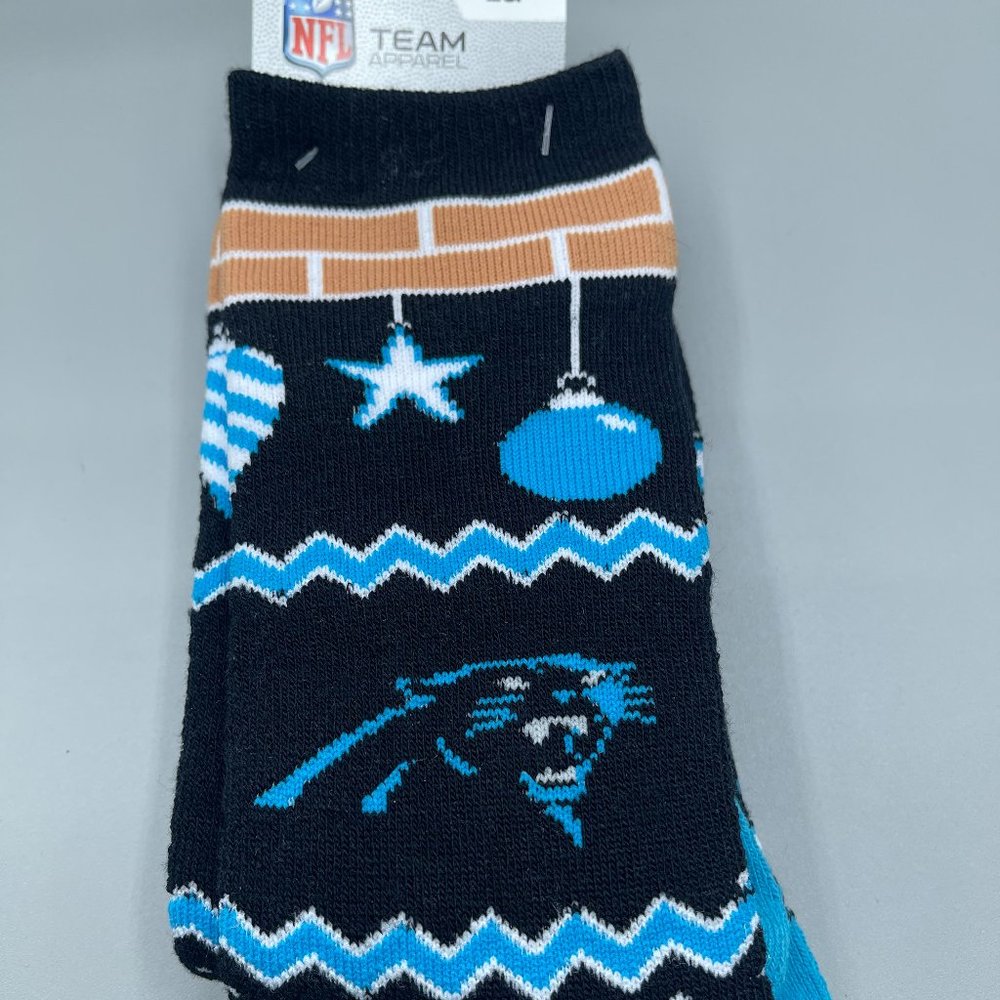 Carolina Panthers Ugle Sweater Holiday Socks New 1 Large Pair